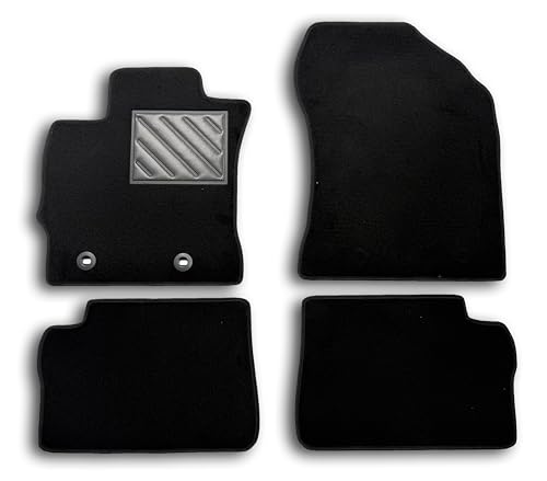 Tapis pour Toyota Auris II à partir de 2013 - Même Hybrid sur Mesure en Moquette Noire, avec Boutons et Talonnette en Caoutchouc renforcé