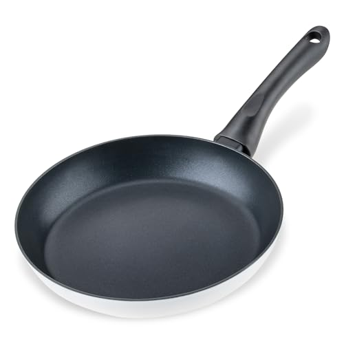 Fackelmann Padella Arcadalina 24 cm – padella antiaderente in alluminio riciclato al 90% e rivestimento in ceramica – padella a induzione per cucinare e friggere – senza PFAS nero/bianco