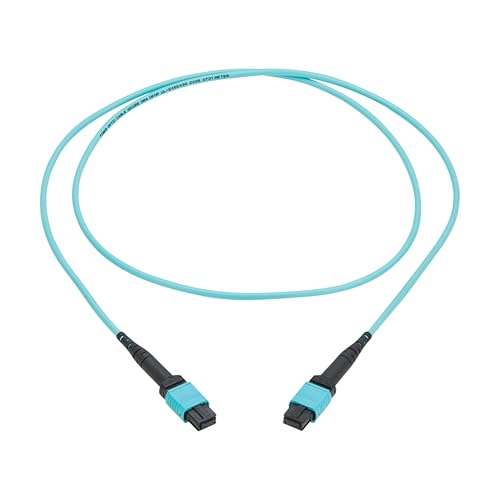 Image of Eaton Tripp Lite Series 2 Meter OM4 50 /125 Fiber Optic Cable, 100G Multimode (12F MPO /MPO-PC Female-to-Female) Type-A Polarity, OFNP Jacket, Aqua, TAA Compliant (N845A-02M-12TAA)