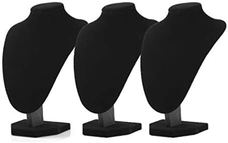Comelyjewel 3pcs/Pack 9 Inches Velvet Jewelry Holder, Jewelry Organizer for Women, Necklace Holder, Jewelry Organizers and Storage Solution, Mannequins Bust Stand for Necklaces and Accessories (Black) - Image 2
