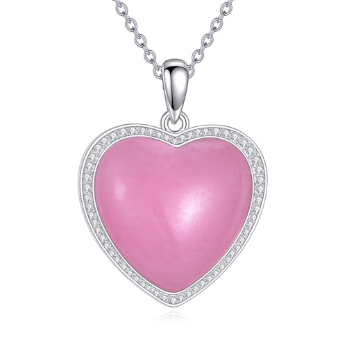 Heart Rose Quartz Necklace Sterling Sliver 925 Rose Quartz Pendant Necklace for Women