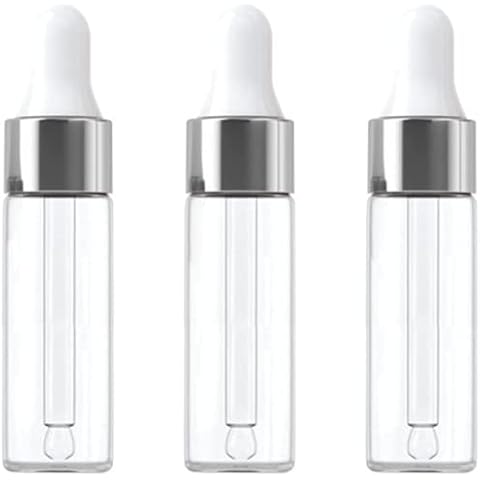 Clear Glass Dropper Bottles, 3PCS 5ML Essential Oil Dropper Bottle Vials Sample Dropper Bottle Perfume Cosmetic Liquid Containers With Glass Eye Dropper Aromatherapy Empty Cover