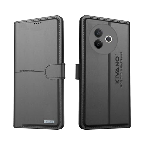 Image of Compatible with Vivo Y39 5G Flip Cover | Leather Finish | Inside Pockets & Inbuilt Stand | Shockproof Wallet Style Magnetic Closure Back Cover Case