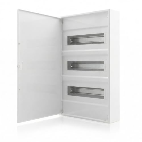 Intratec ALPHA Sicherungskasten Aufputz 3 reihig Verteilerkasten Aufputz für 36 Module mit weißer Tür für einfache Installation Zuhause & Gewerbe 502 x 310 x 96mm