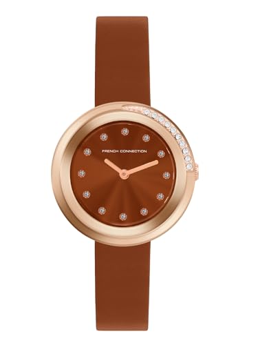 Image of French Connection Sunray Brown Round Dial with Brown Leather Strap Watch - for Womens FCO1BRL