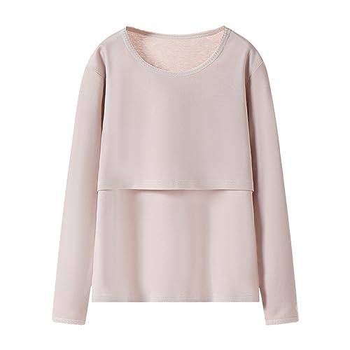 Rutiga amningstoppar för kvinnor för amning, gravidmode, dubbelskiktad graviditets-t-shirt, postpartumskjorta, blusar för kvinnor, kortärmad, Beige, XL