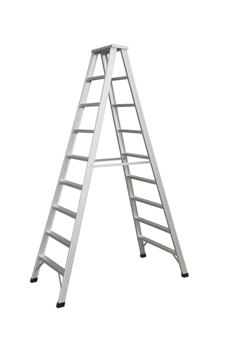 Image of Venus 9ft Double-Sided Aluminum Ladder | Medium Gauge Foldable Platform Ladder | Heavy-Duty Yet Lightweight for Factory, Warehouse & Home Repair