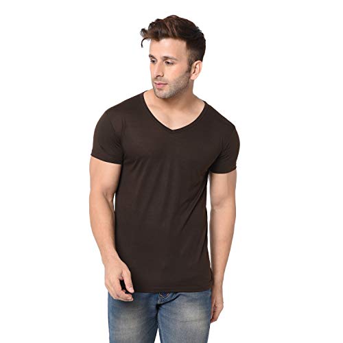Image of Men's Cotton Blend Half Sleeve V Neck Tshirt