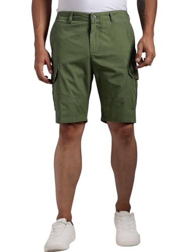 Image of Thomas Scott Men's | Regular Fit | 100% Cotton | Solid | Breathable Lightweight | 6-Pocket Cargo Shorts | Cricket Club Collection