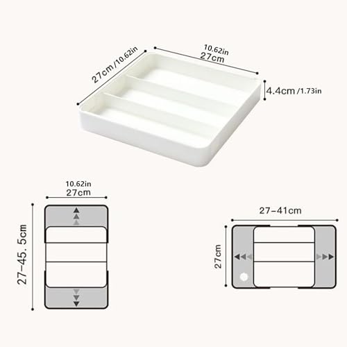 Organiseur de tiroir rétractable 27x27x4 cm en plastique réglable pour couverts de cuisine - 3