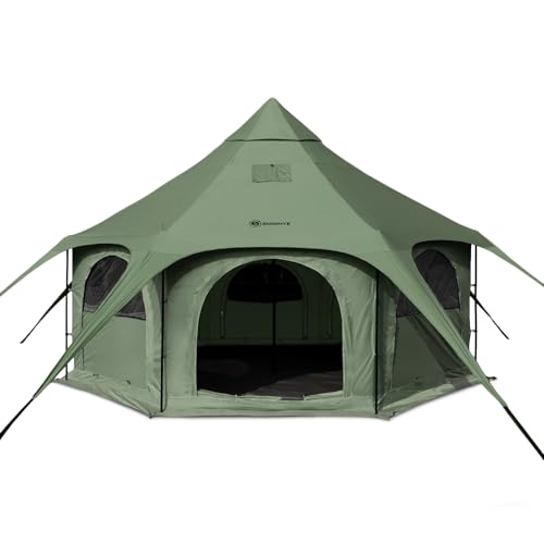ShinHye 16.4ft Bell Tent for Glamping & Camping – Waterproof Canvas with Stove Jack, Removable Floor & 8 Mesh Windows (Fits 6-8 People)