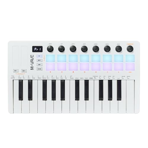 M-VAVE Contrôleur de clavier MIDI 25 touches sans fil, USB, 16 MPC, 8 boutons, clavier dynamique,...
