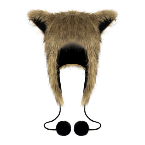 Plush Cats Ears Hat Headwear Warm Furry Hat for Halloween Costume Cosplay Party Accessory Winter Windproof Hat