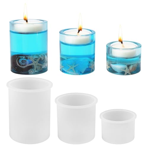 3 Stück DIY Gießformen Kerzenständer Form, 3D Epoxidharz Formen Silikon...