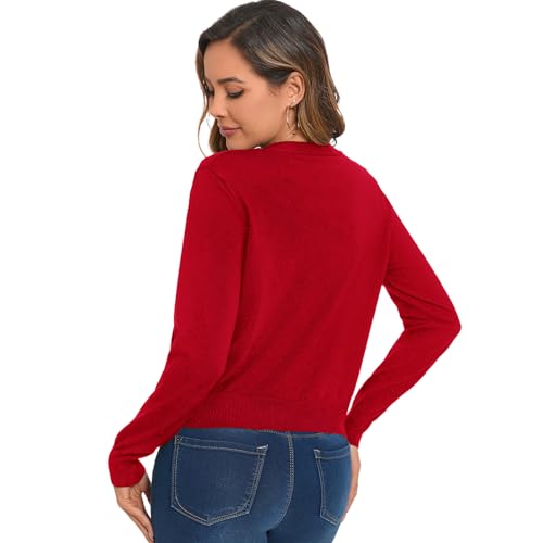 Cropped Cardigan Sweaters for Women Long Sleeve Button Down Open Front Bolero Shrugs for Dresses, S-XL3