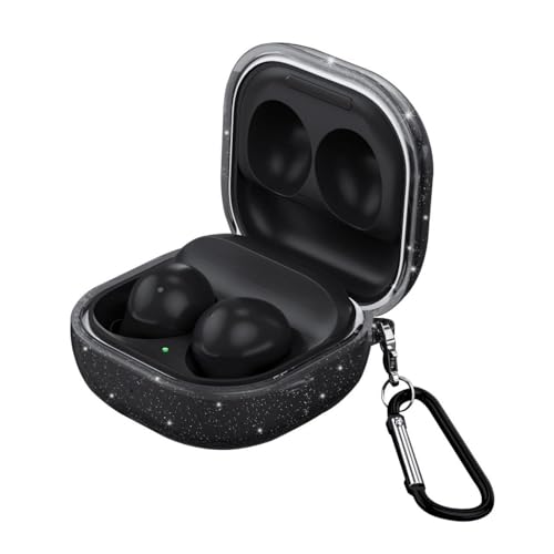GIOPUEY Clear Cover Compatibile con Samsung Galaxy Buds FE/Buds Pro/Buds Live/Buds 2/Buds 2 Pro, Custodia TPU, Ultrasottile Case Cover, Antiurto, Resistente ai Graffi - Bling transparent black