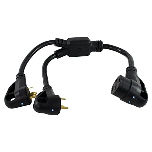 Conntek - 14995 RV 50-Amp Power Optimizer (2) RV 30-Amp Plug to 50-Amp 125/250-Volt 14-50R Female Connector