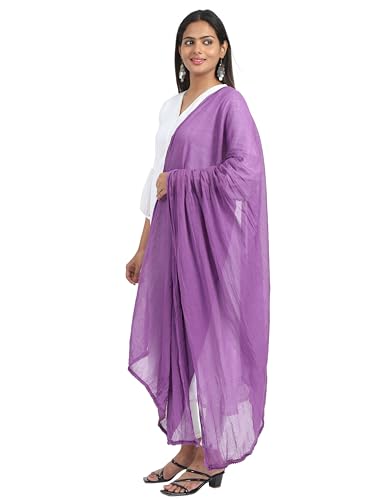 Image of Miraan Solid Pure Cotton Dupatta with Pom Pom Border, 2.25 meters length (DUPCOTTON)