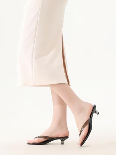 Image of Women's Flip-Flops Kitten Heels Thong Sandals For Women Square Toe Slip On Fashion Summer Dress Sandals