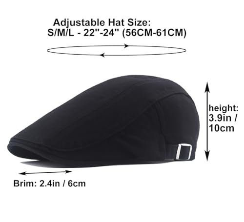 Quanhaigou Men's Cotton Flat Ivy Gatsby Newsboy Driving Hat Adjustable Irish Cabbie Ivy Driving Hunting Cap