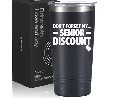 Onebttl Senior Citizen Gifts, Cool Gifts for Elderly Men on Christmas, Birthday, 20oz Stainless Steel Tumbler with Lid Straw