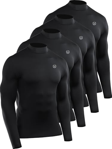 NELEUS 4 Pack Men's Workout Long Sleeve Shirts Compression Dry Fit Muscle Tops