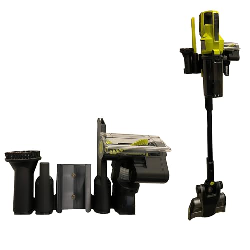 Wall Mount Organizer for Ryobi ONE+ HP 18V Cordless Pet Stick Vac — Compact Tool Holder & Replacement Dock, Keeps All Included Accessories Neat, Easy Install