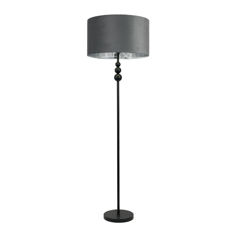 ValueLights | Marissa Black Floor Lamp with Grey Velvet & Chrome Inner Shade | Floor Lamps, Home Décor & Improvement Essential