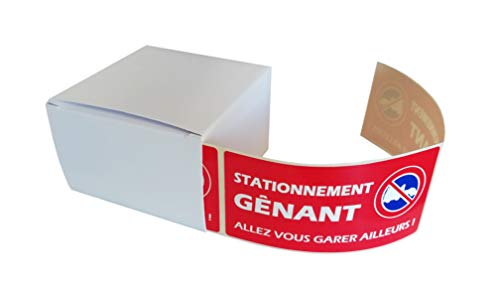 250 étiquettes STATIONNEMENT GENANT - pour véhicule mal garé - Format 50 x 100 mm - Stickers autocollant en rouleau