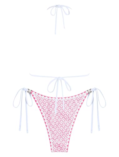 Image of ZAFUL 2 Piece Halter Bikini Sets Hollow Out Triangle Bikini for Women Sexy Bathing Suit High Waisted Side Tie Swimsuits