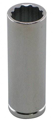 Westward 10E881 Socket, Deep, 1/4 In Dr, 12 Pts, 15mm