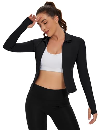 Loovoo Running Jackets For Women Workout Bbl Jacket Define Athletic Ladies Track Gym Sports Zip Up Long Sleeve Tops With Pockets thumb #2