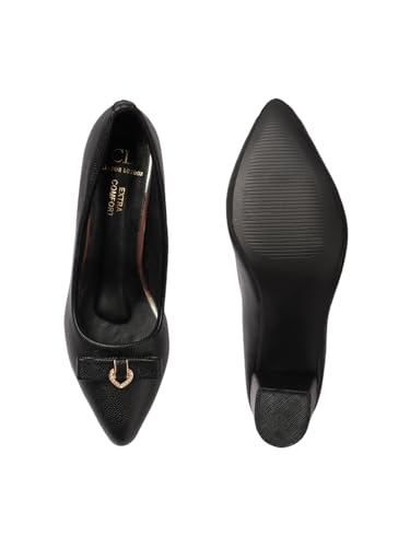 Image of Carlton London Women's Block Heel Round Toe Pumps - Elegant, Comfortable, and Stylish for Office, Casual and Semi-Formal Use