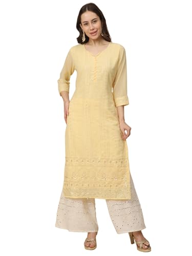 Image of RATAN Women's Georgette Anarkali Lucknowi Chikankari Ethnic Wear Kurta
