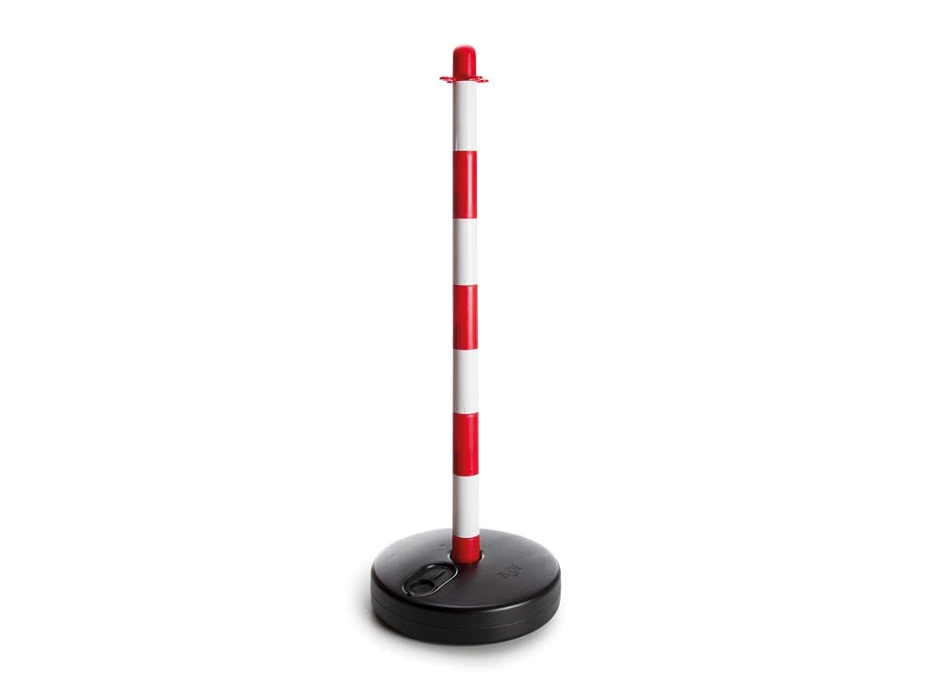 Perel Borne de signalisation 90 cm rouge blanc poteau plastique 2 anneaux pour chaîne ruban clôtures temporaires