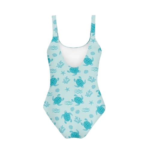 Image of One Piece Bathing Suit for Teen Girls Comfy Crewneck Backless Bathing Suit