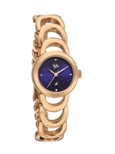 Image of Fastrack Vyb Bliss with Quartz Analog Navy Blue Dial Rose Gold Alloy Strap Watch for Girls - FV60131WM01W