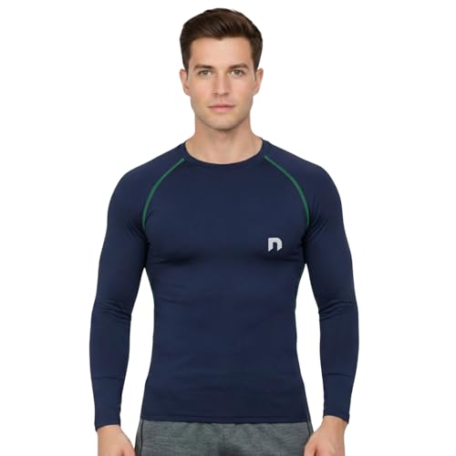 Image of NEVER LOSE Men's Compression Ultima T-Shirt Top Skin Tights Fit Lycra Inner Wear Full Sleeve for Gym Cricket Football Badminton Sports Combo (Pack of 2)