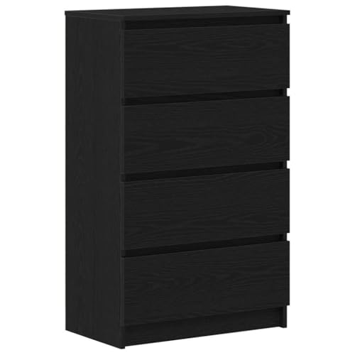 vidaXL Buffet chêne Noir 60x35x98,5 cm Bois d'ingénierie, Armoire de Rangement, Armoire de Couloir, Armoire latérale, Armoire de Rangement de Cuisine