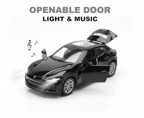Image of 1:36 Scale Ferrari Sport Toy Car - DieCast Alloy Pull Back Toy Vehicle with Openable Doors, Realistic Detailing Sports Car Model for Kids, Boys & Collectors (Color as per Stock)
