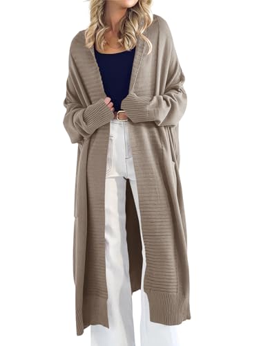 Danedvi Womens Long Cardigan Sweaters 2025 Fall Chunky Knit Oversized Slouchy Open Front Warm Coats with Pockets