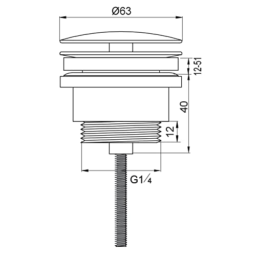 Wirquin 30723420 Waschbecken-Ablaufgarnitur, Messing, feste Kuppel mit Zentralschraube
