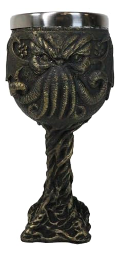 Ebros Gift Nautical Ocean Cthulhu Mythos Cosmic Giant Octopus The Great One 8oz Resin Wine Goblet Chalice With Stainless Steel Inside Cup Liner Fantasy Mythology Kraken Sea Monster