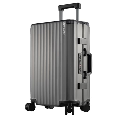 Listado y reviews de Aluminio cuadrado tabla con los diez mejores. 37 Sindermore - Equipaje de transporte de aluminio de 22 pulgadas, Gris, Checked M 25 inch, Equipaje rígido de aluminio a cuadros