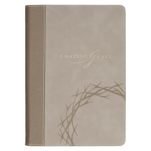 Image of Christian Art Gifts Classic Journal Amazing Grace Isa. 53:5 Bible Verse, Inspirational Scripture Notebook, Ribbon Marker, Taupe Vegan Leather Flexcover, 336 Ruled Pages, (8.6 inch x 6.1 inch x .9 inch)