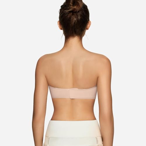 Image of OEAK Womens Strapless Bras Jelly Push Up Bandeau Bra Supportive Wireless Padded Bras Non Slip Seamless Comfortable Tube Bra Small Skin 2