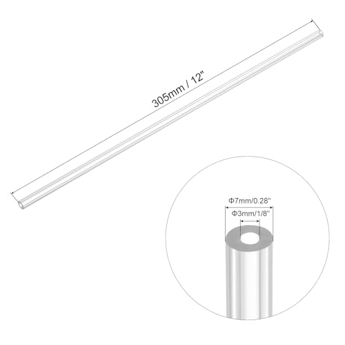 Image of uxcell Clear Rigid Tubing 3mm(1 /8 inch) ID x 7mm(0.28 inch) OD x 1Ft Length Round Plastic Polycarbonate Tube