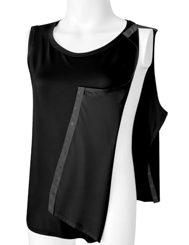 Unisex Shoulder Surgery Shirts, Shoulder Snap-Access Tank Tops, Arm Broken,Snap Open Sleeveless Shirt2