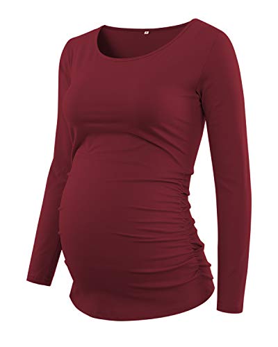 Damen-Schwangerschaftsshirt mit elastischem Tunika-Oberteil, langärmelig Gr. X-Large, weinrot Cover