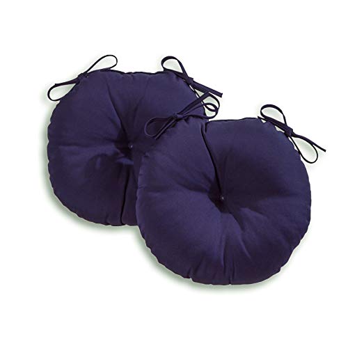 South Pine Porch Outdoor - Cojín redondo para silla de bistró de 15 pulgadas, juego de 2, azul marino